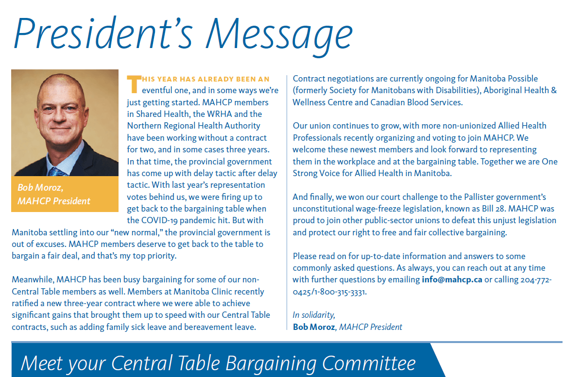 MAHCP Bargaining Update #1