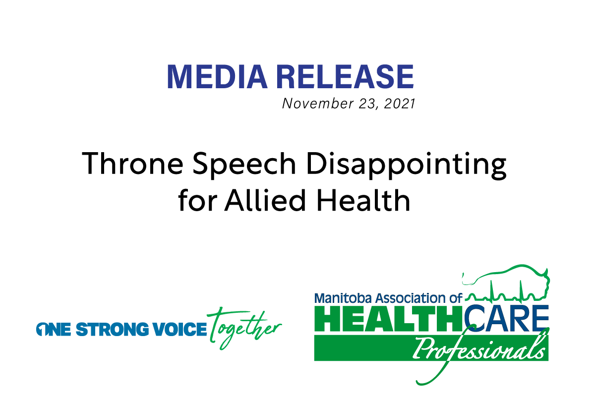MEDIA RELEASE: Throne Speech Disappointing for Allied Health